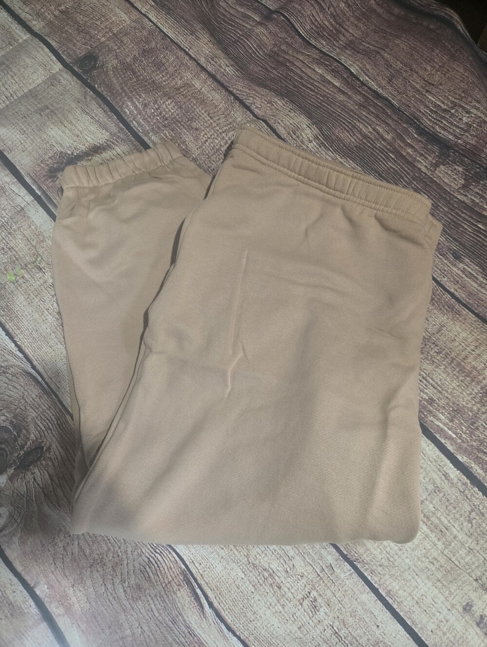 Ladies Tan Casual Elastic-Waist Sweat Pants